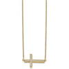 14K Yellow Gold 1/6 Carat Diamond Sideways Cross Necklace - 18" Cable Chain by Monteluci Fine Jewelry