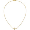 14K Yellow Gold 1/6 Carat Diamond Sideways Cross Necklace - 18" Cable Chain by Monteluci Fine Jewelry