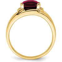 14K Yellow Gold 1.6 Carat Lab Created Ruby and Round Diamond Men's Ring by 0