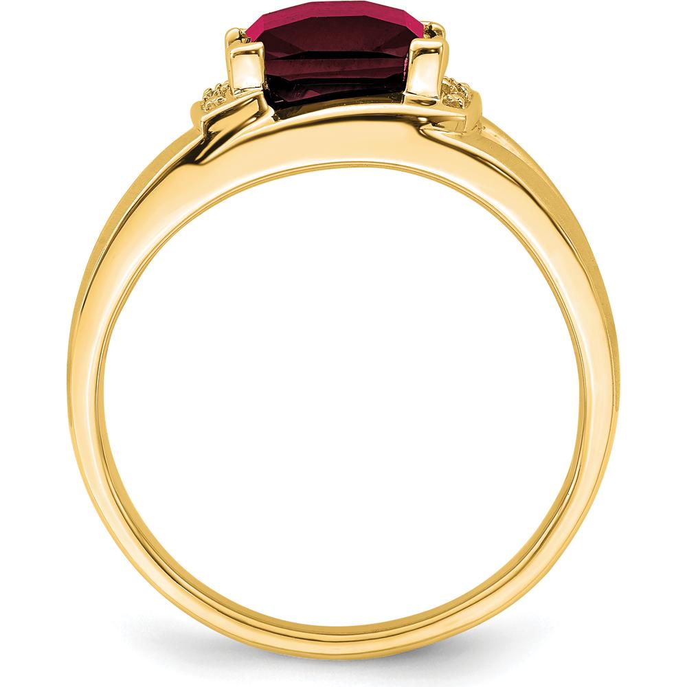14K Yellow Gold 1.6 Carat Lab Created Ruby and Round Diamond Men's Ring by 0