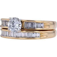 14K Yellow Gold 1.65 Carats Total Diamond Bridal Set with 0.61 Carats Center Round Brilliant Cut Diamond