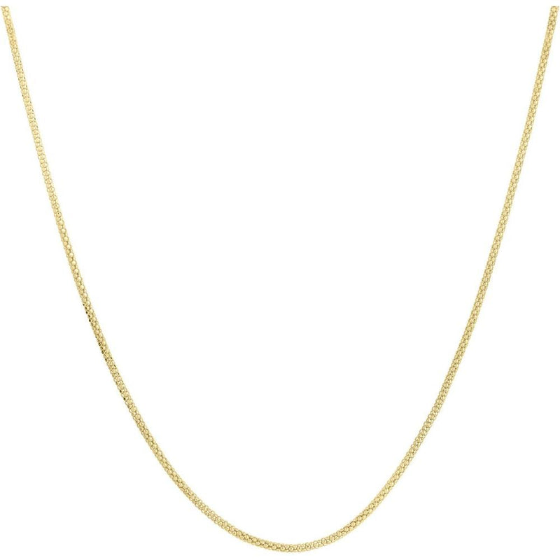 14K Yellow Gold 1.65mm Popcorn Chain Necklace - 16" Polished Lobster Clasp by Orozza Fine Jewelry