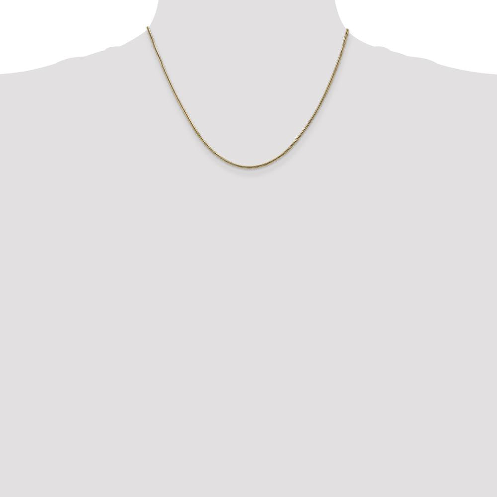 14K Yellow Gold 1.6mm Round Snake Chain Necklace - 18" Length by 0