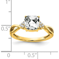 14K Yellow Gold 1.75 Carat Checkerboard White Topaz and Diamond Ring by 0
