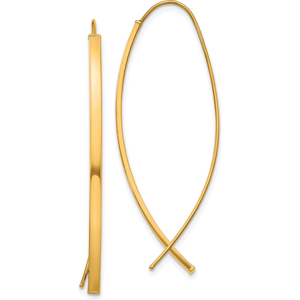14K Yellow Gold 1.75mm Square Tube Wire Threader Earrings - Elegant Drop Design by 0