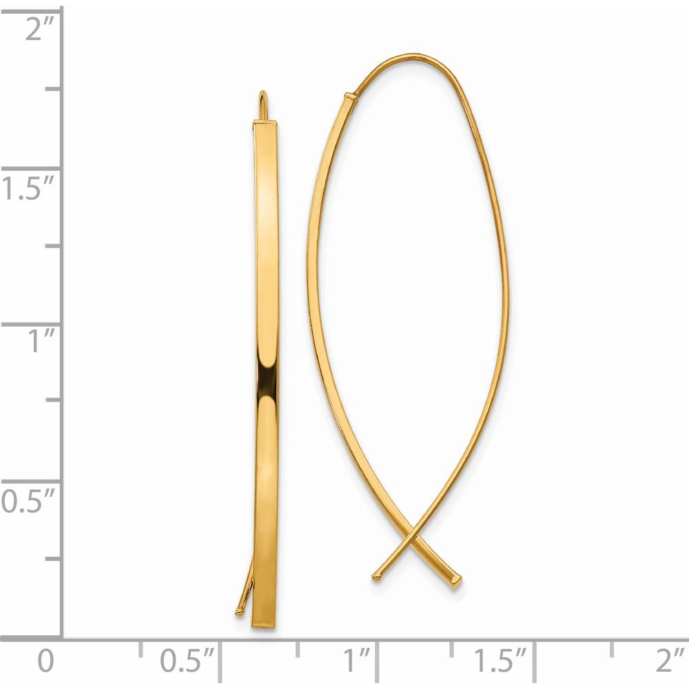 14K Yellow Gold 1.75mm Square Tube Wire Threader Earrings - Elegant Drop Design by 0