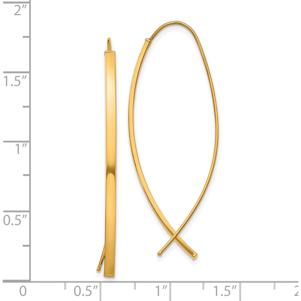 14K Yellow Gold 1.75mm Square Tube Wire Threader Earrings - Elegant Drop Design by 0