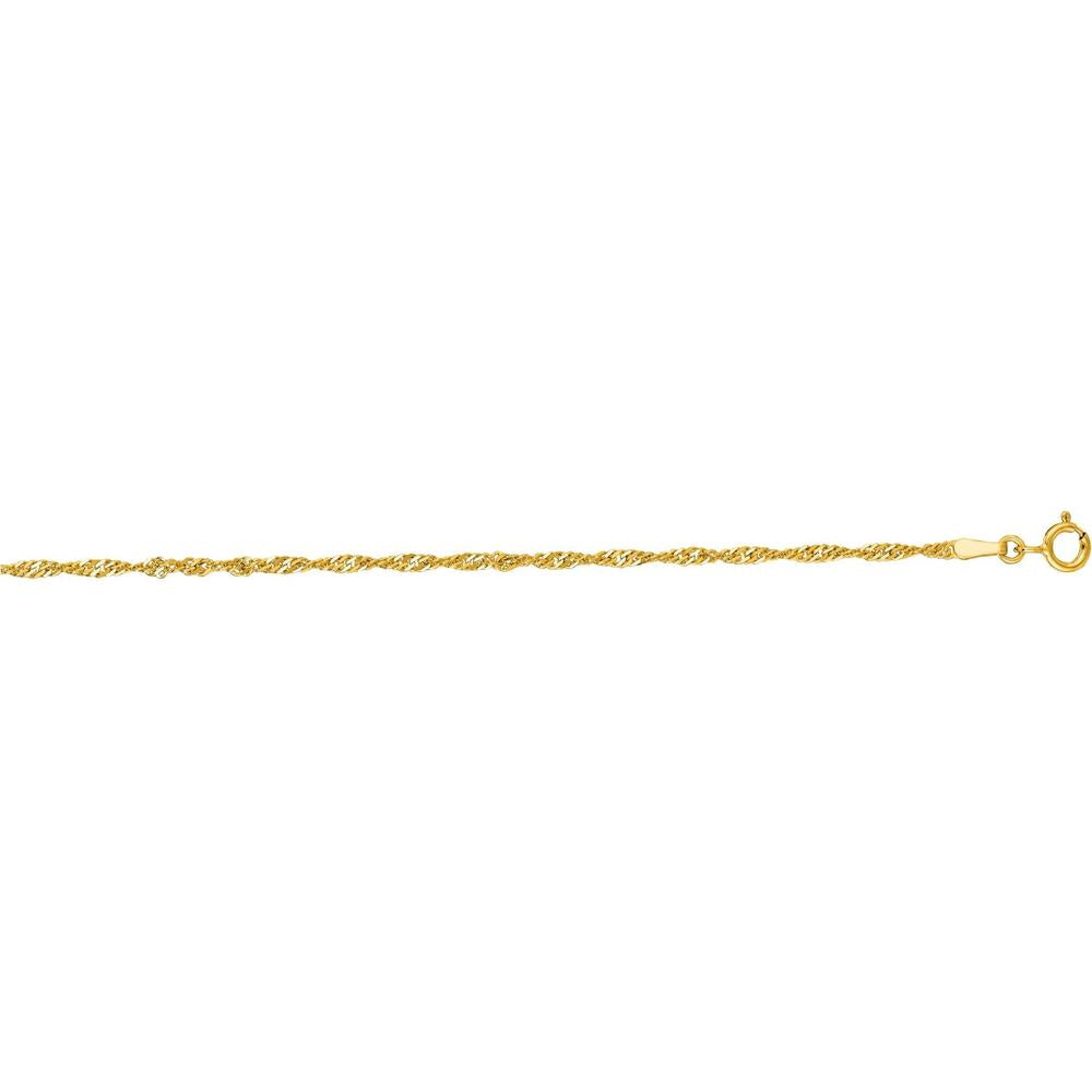 14K Yellow Gold 1.8mm Diamond-Cut Singapore Chain Necklace - 18" Length by Orozza Fine Jewelry
