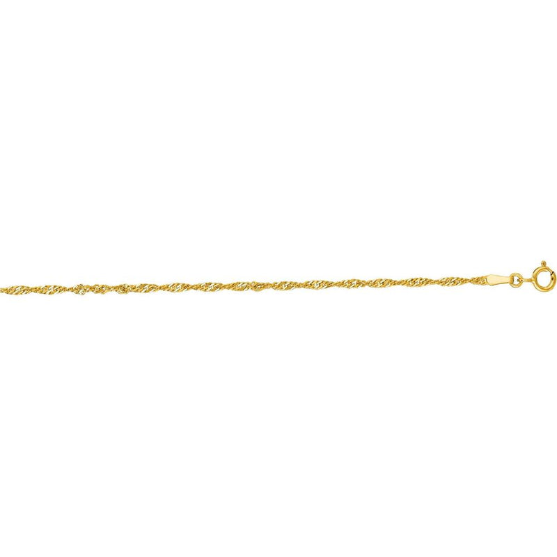 14K Yellow Gold 1.8mm Diamond-Cut Singapore Chain Necklace - 18" Length by Orozza Fine Jewelry