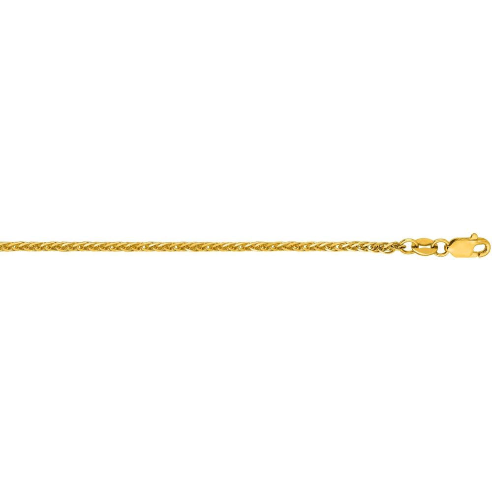 14K Yellow Gold 1.8mm Square Wheat Chain with Lobster Clasp - 18” by Orozza Fine Jewelry