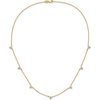 14K Yellow Gold 1-Carat Diamond 3-Stone Cluster Necklace with Round Diamonds - 0.05 Carat each Diamond Weight by Monteluci Fine Jewelry