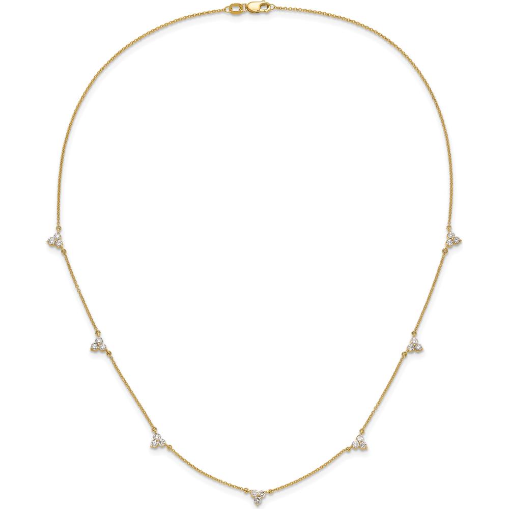14K Yellow Gold 1-Carat Diamond 3-Stone Cluster Necklace with Round Diamonds - 0.05 Carat each Diamond Weight by Monteluci Fine Jewelry
