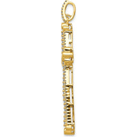 14K Yellow Gold 1 Carat Diamond Budded Cross Pendant with Round Diamonds by Monteluci Fine Jewelry