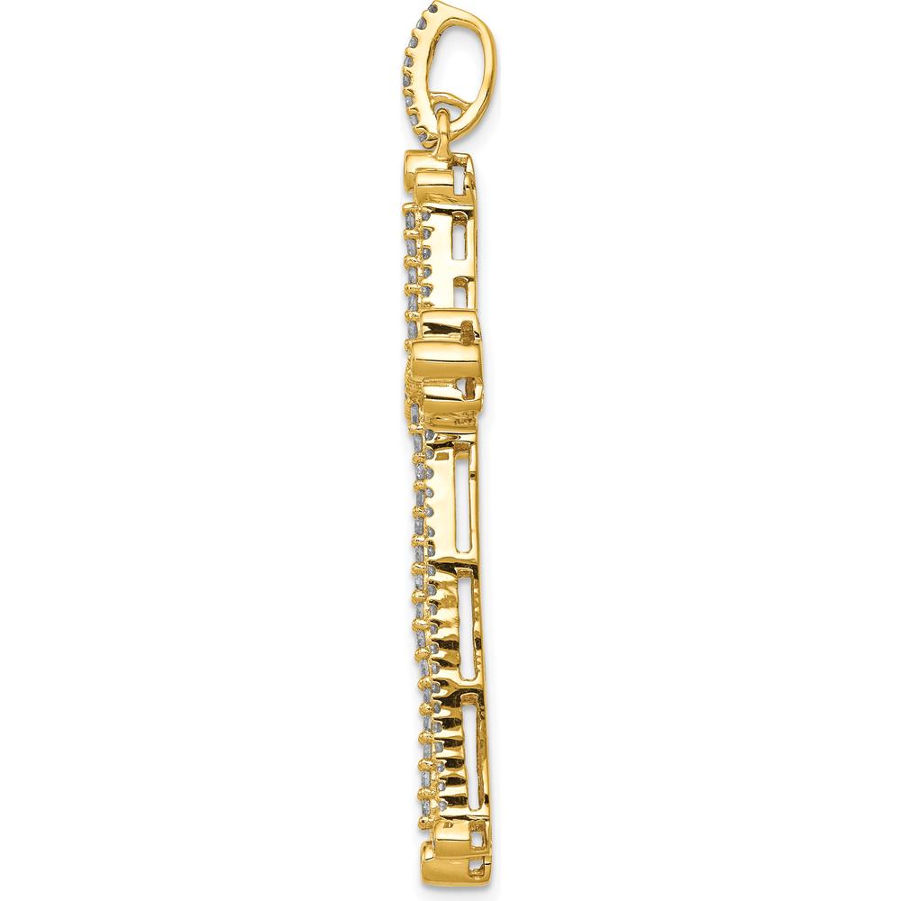 14K Yellow Gold 1 Carat Diamond Budded Cross Pendant with Round Diamonds by Monteluci Fine Jewelry