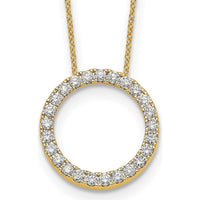 14K Yellow Gold 1 Carat Diamond Circle Necklace - 18" Cable Chain with Round Diamonds by Oro Pregiato