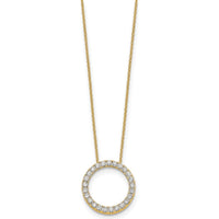 14K Yellow Gold 1 Carat Diamond Circle Necklace - 18" Cable Chain with Round Diamonds by Oro Pregiato
