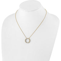 14K Yellow Gold 1 Carat Diamond Circle Necklace - 18" Cable Chain with Round Diamonds by Oro Pregiato