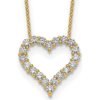 14K Yellow Gold 1 Carat Diamond Heart Necklace - 20 Round Diamonds, 18" Cable Chain by Monteluci Fine Jewelry