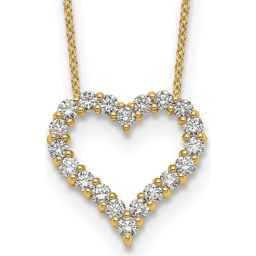 14K Yellow Gold 1 Carat Diamond Heart Necklace - 20 Round Diamonds, 18" Cable Chain by Monteluci Fine Jewelry