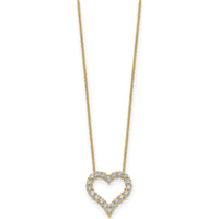 14K Yellow Gold 1 Carat Diamond Heart Necklace - 20 Round Diamonds, 18" Cable Chain by Monteluci Fine Jewelry