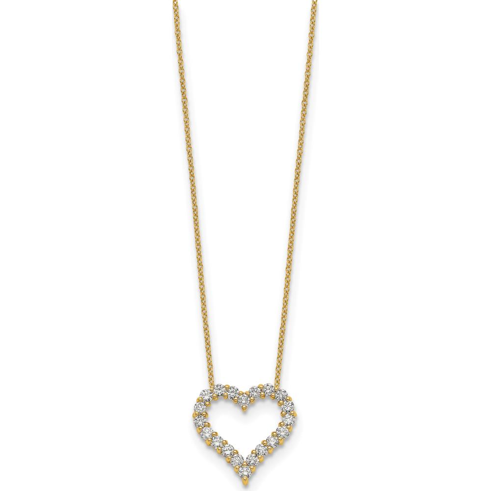 14K Yellow Gold 1 Carat Diamond Heart Necklace - 20 Round Diamonds, 18" Cable Chain by Monteluci Fine Jewelry