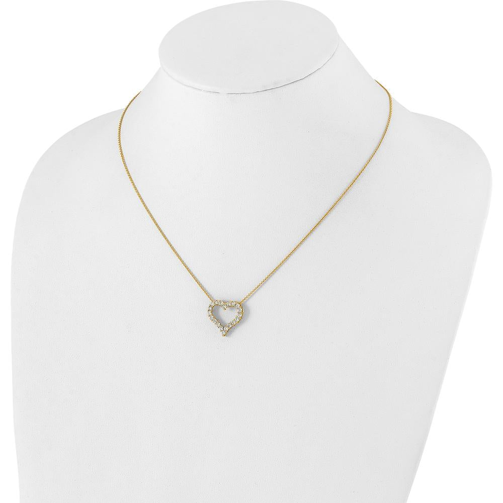 14K Yellow Gold 1 Carat Diamond Heart Necklace - 20 Round Diamonds, 18" Cable Chain by Monteluci Fine Jewelry