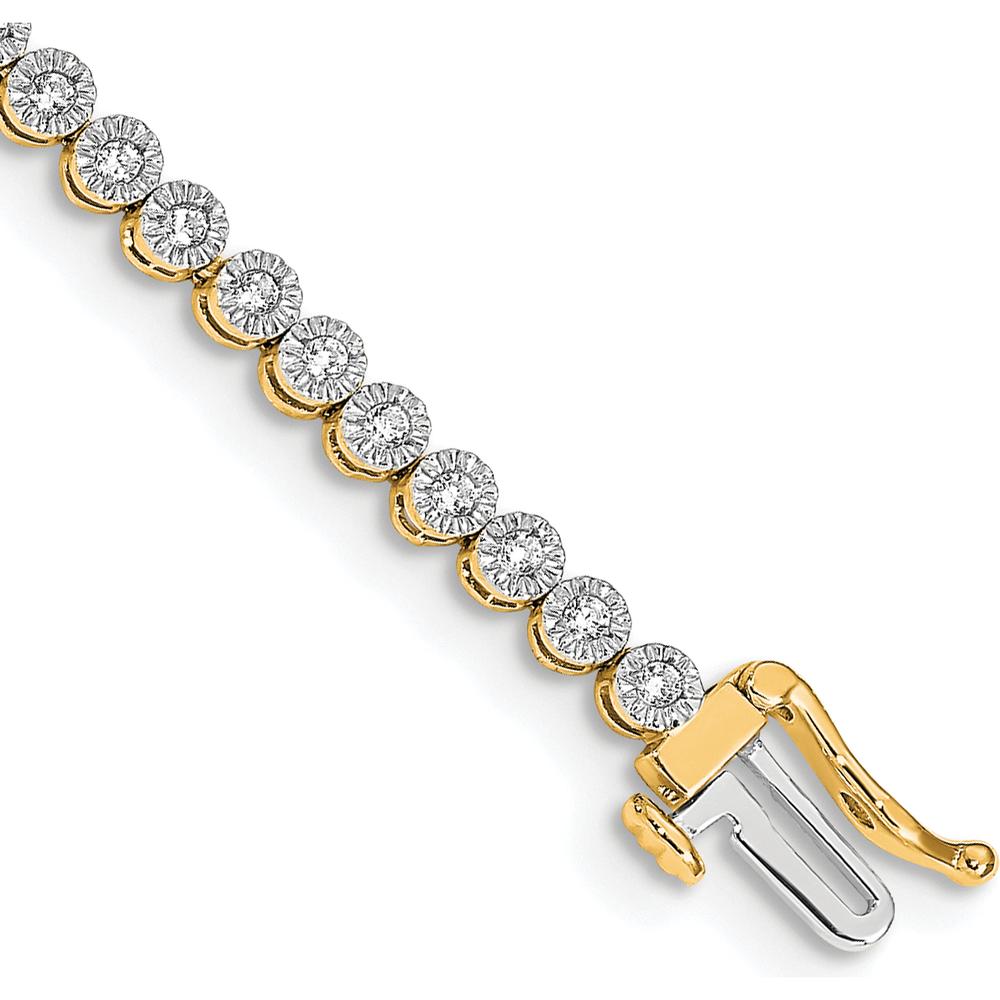 14K Yellow Gold 1 Carat Diamond Illusion Setting Tennis Bracelet - 7 Inches by Monteluci Fine Jewelry