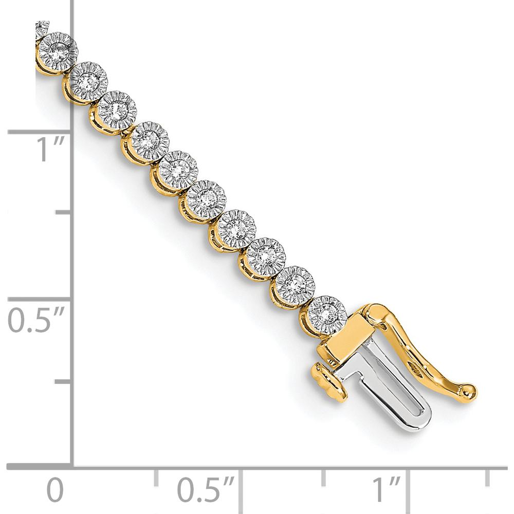 14K Yellow Gold 1 Carat Diamond Illusion Setting Tennis Bracelet - 7 Inches by Monteluci Fine Jewelry