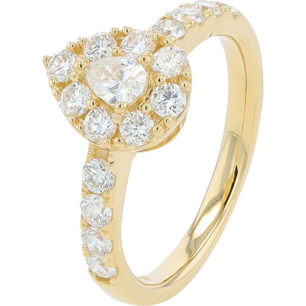 14K Yellow Gold 1 Carat Lab Grown Diamond Halo Engagement Ring with Milgrain Detail