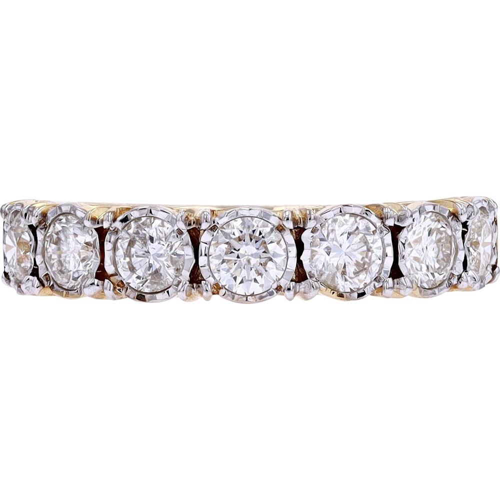 14K Yellow Gold 1 Carat Miracle Set Diamond Band - Round Diamonds - 1.00 Carat Total Diamond Weight