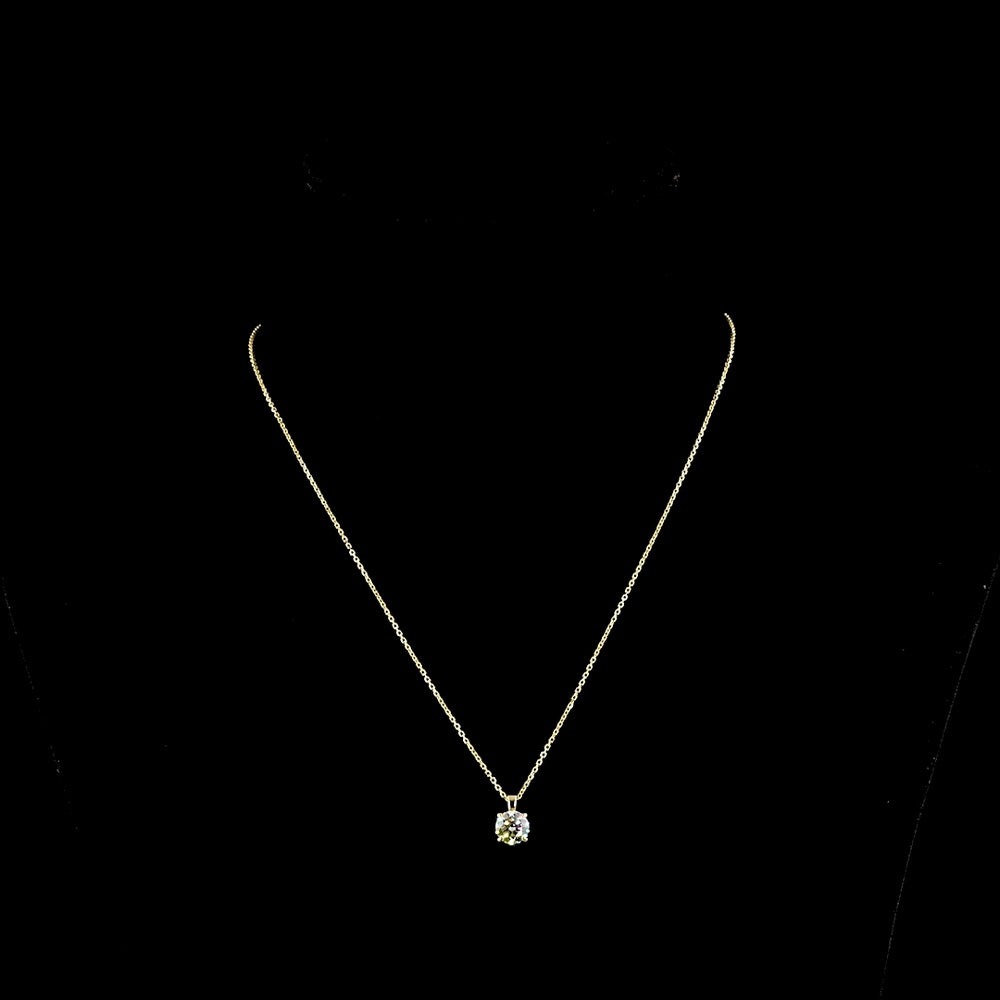 14K Yellow Gold 1 Carat Round Brilliant Lab Diamond Solitaire Pendant Necklace - E-F Color, VS1 Clarity - Covaloro Fine Jewelry