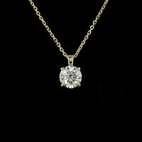 14K Yellow Gold 1 Carat Round Brilliant Lab Diamond Solitaire Pendant Necklace - E-F Color, VS1 Clarity - Covaloro Fine Jewelry