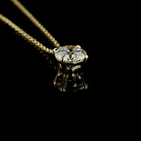 14K Yellow Gold 1 Carat Round Brilliant Lab Diamond Solitaire Pendant Necklace - E-F Color, VS1 Clarity - Covaloro Fine Jewelry