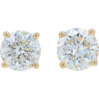 14K Yellow Gold 1 Carat Round Diamond Stud Earrings - 0.5 Carat Each Diamond