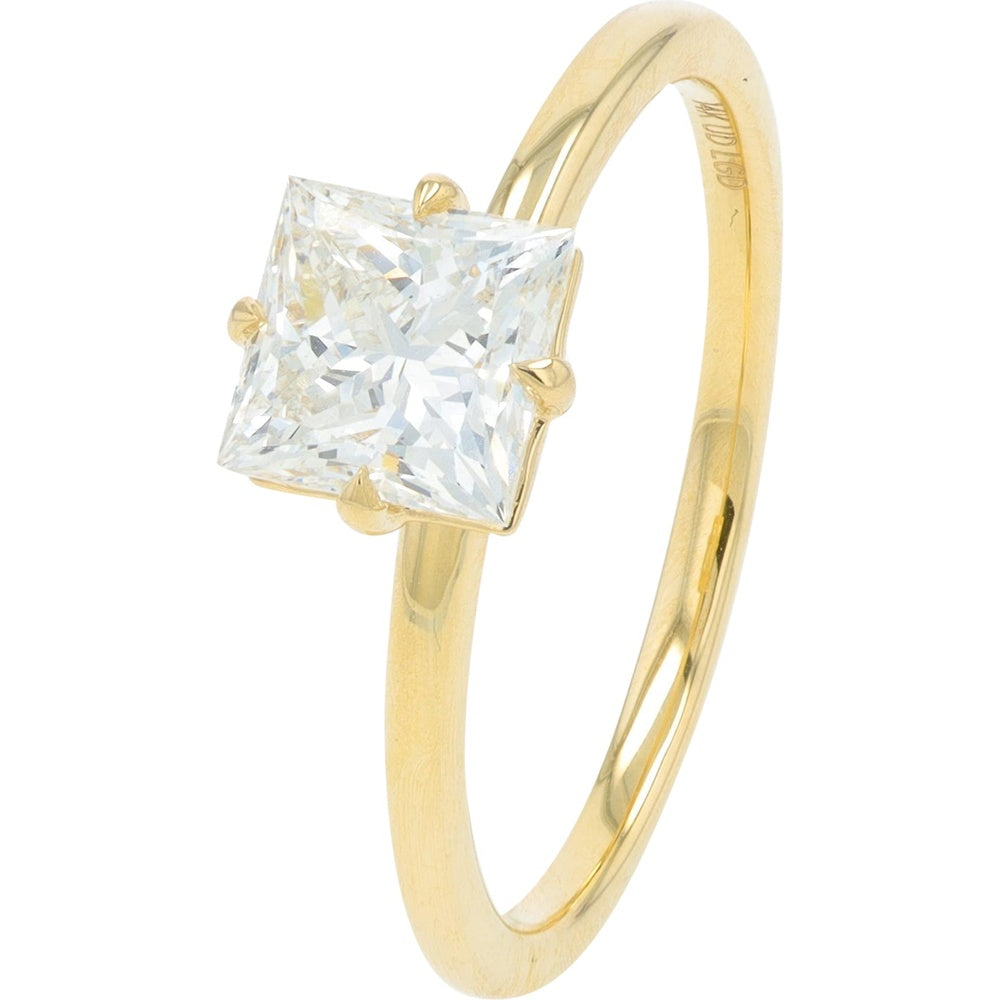 14K Yellow Gold 1 Carat Total Weight Princess-Cut Lab Grown Diamond Solitaire Engagement Ring