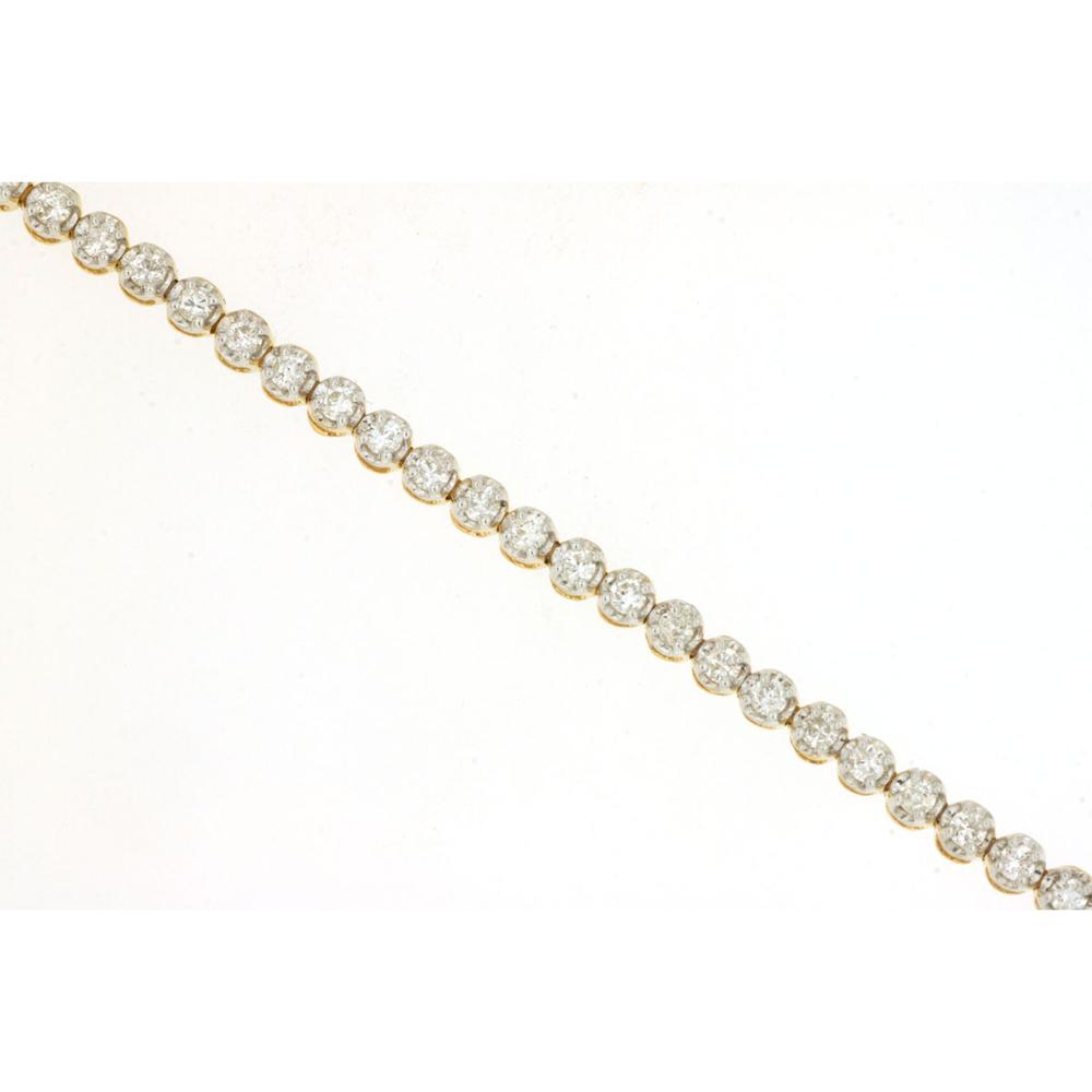 14K Yellow Gold 1 Carat Total Weight Tennis Bracelet with Round Brilliant Cut Diamonds - Royal Jewelry