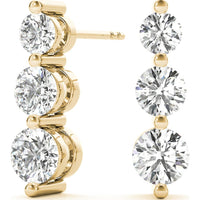 14K Yellow Gold 1 Carat Total Weight Three Stone Lab Diamond Earrings by Robinson's Jewelers