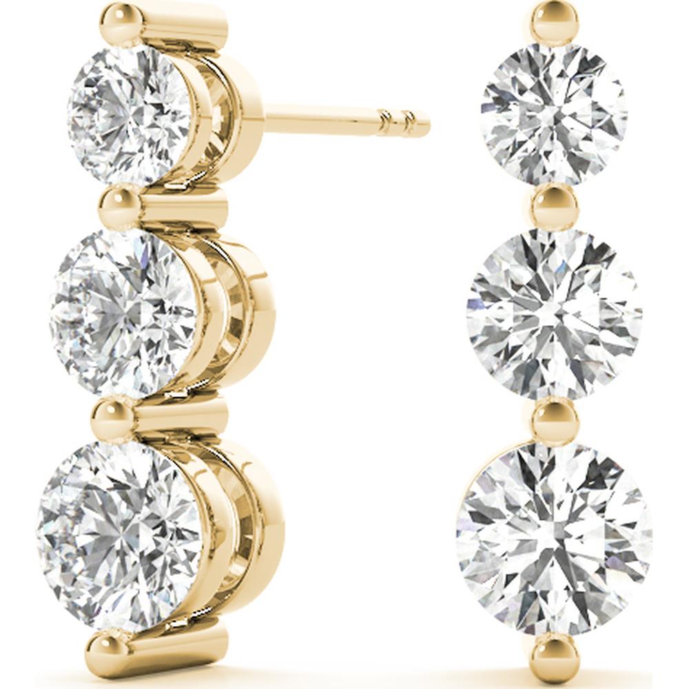 14K Yellow Gold 1 Carat Total Weight Three Stone Lab Diamond Earrings by Robinson's Jewelers
