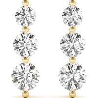 14K Yellow Gold 1 Carat Total Weight Three Stone Lab Diamond Earrings by Robinson's Jewelers