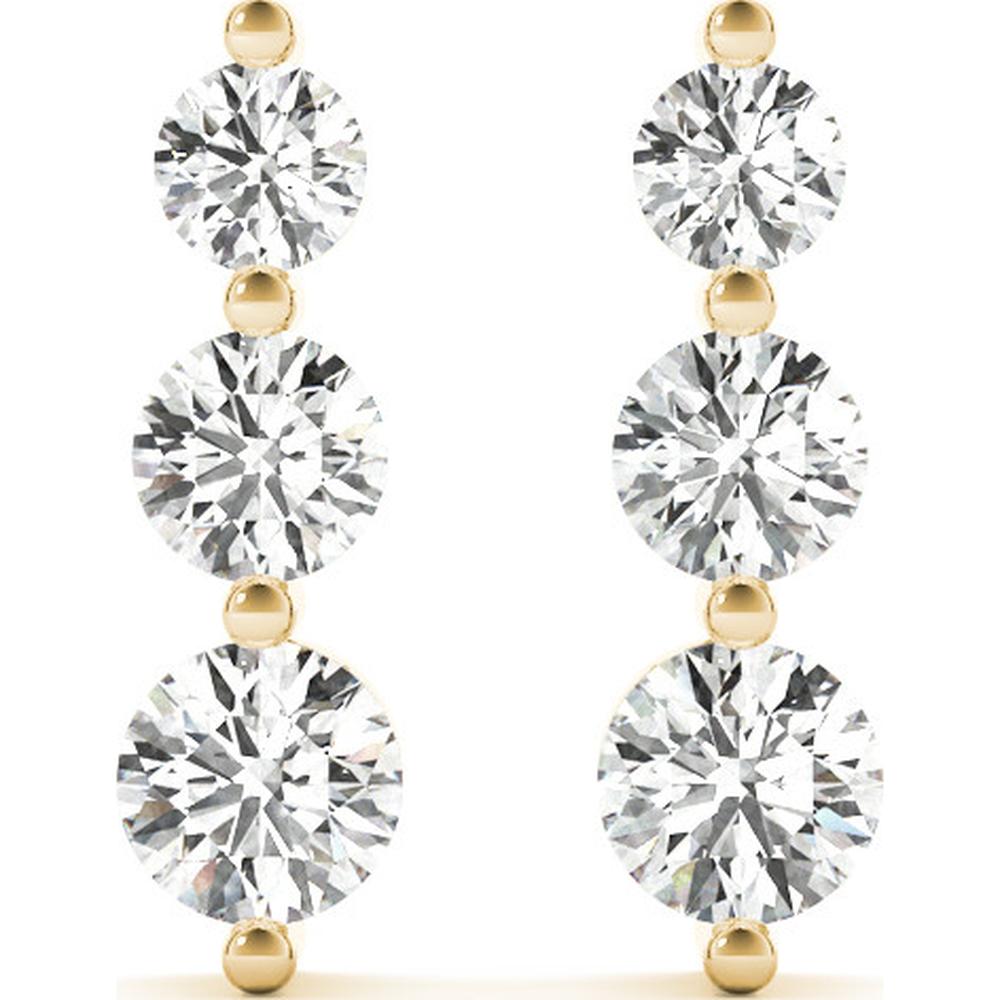 14K Yellow Gold 1 Carat Total Weight Three Stone Lab Diamond Earrings by Robinson's Jewelers