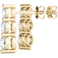 14K Yellow Gold 1 Carat Total Weight Three Stone Lab Diamond Earrings by Robinson's Jewelers