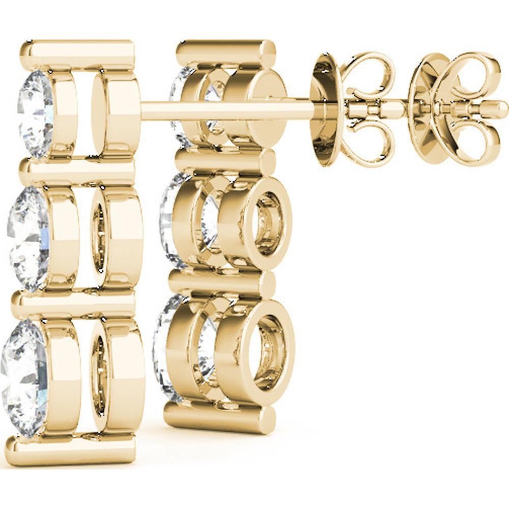 14K Yellow Gold 1 Carat Total Weight Three Stone Lab Diamond Earrings by Robinson's Jewelers
