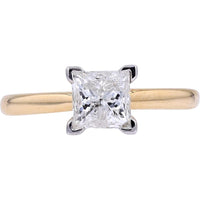 14K Yellow Gold 1 Carats Princess Cut Diamond Engagement Ring