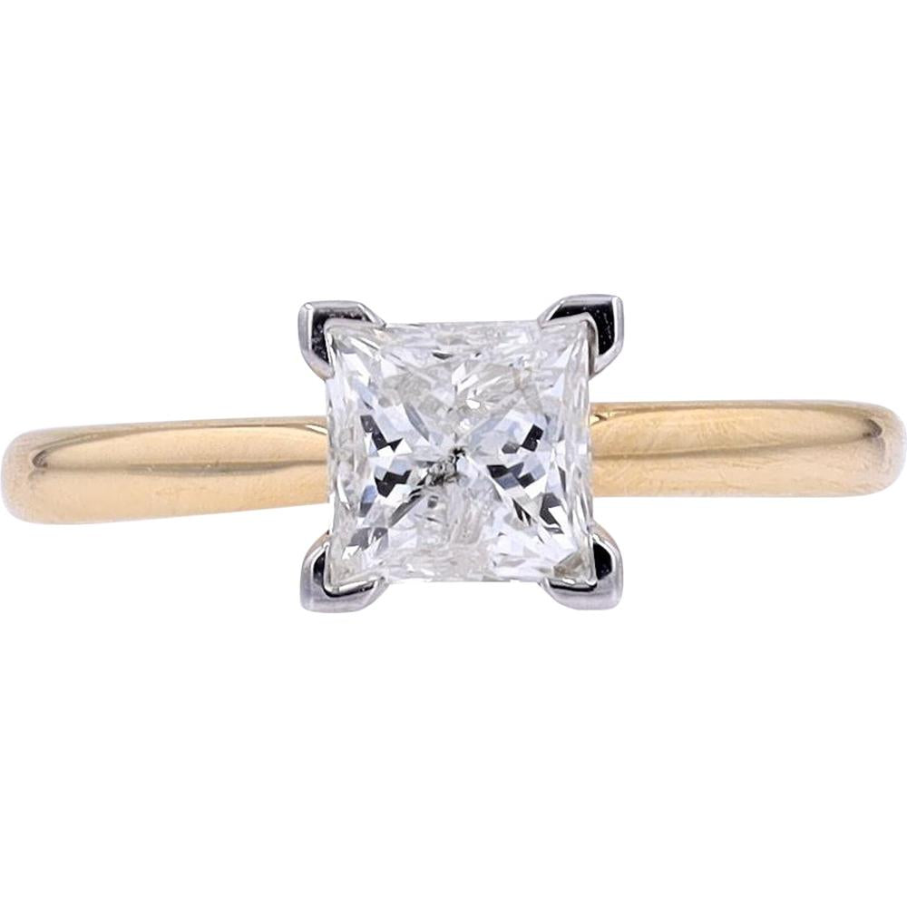 14K Yellow Gold 1 Carats Princess Cut Diamond Engagement Ring