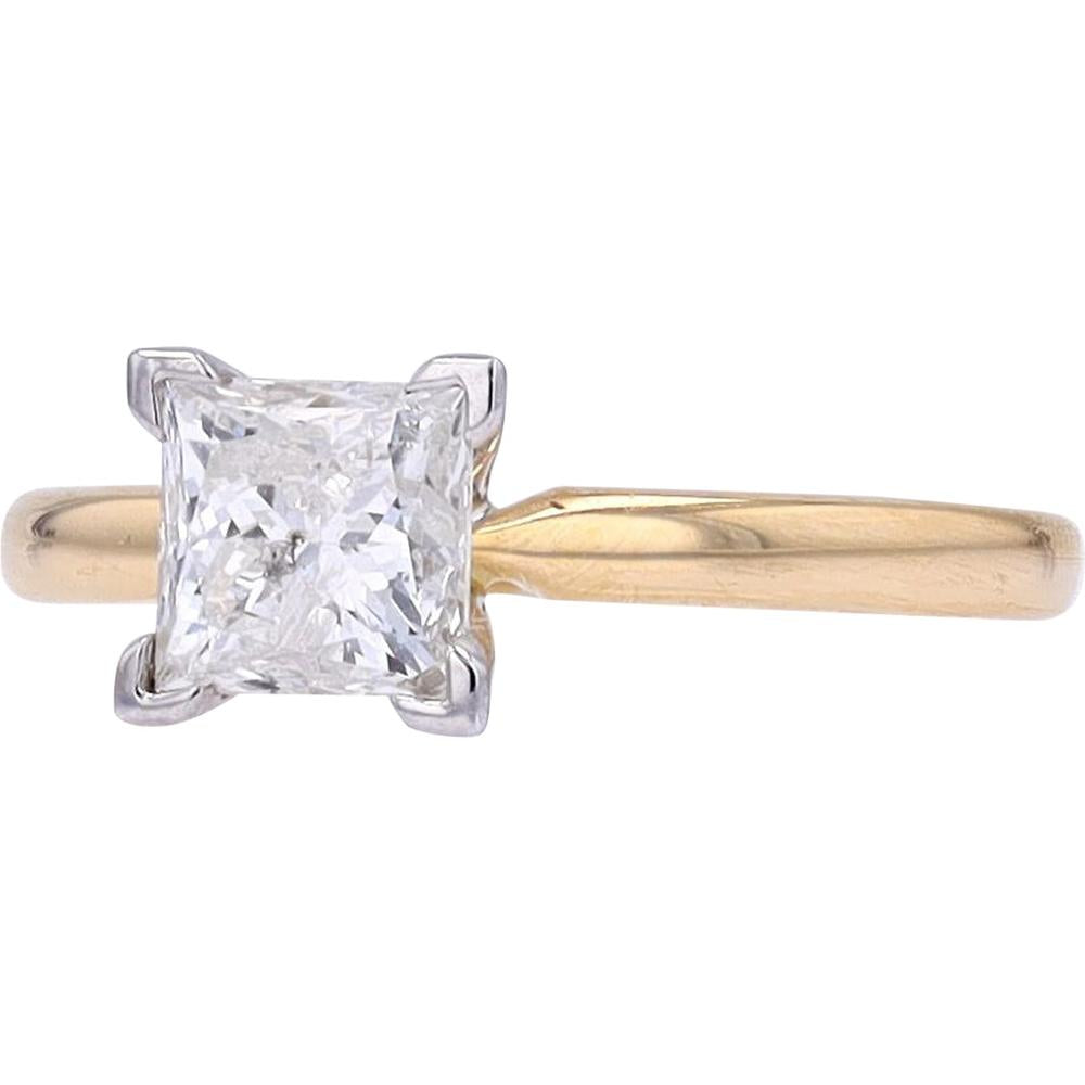 14K Yellow Gold 1 Carats Princess Cut Diamond Engagement Ring
