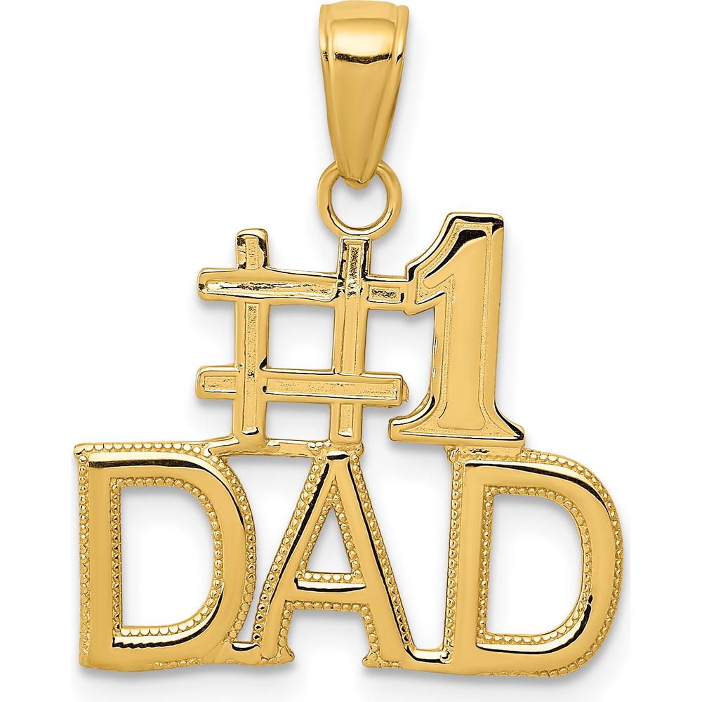 14K Yellow Gold #1 DAD Charm Pendant - Bold Sentimental Design by Oro Pregiato