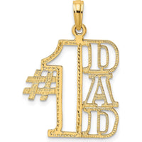 14K Yellow Gold "#1 DAD" Cut-Out Charm Pendant - 24.7mm Length by Oro Pregiato