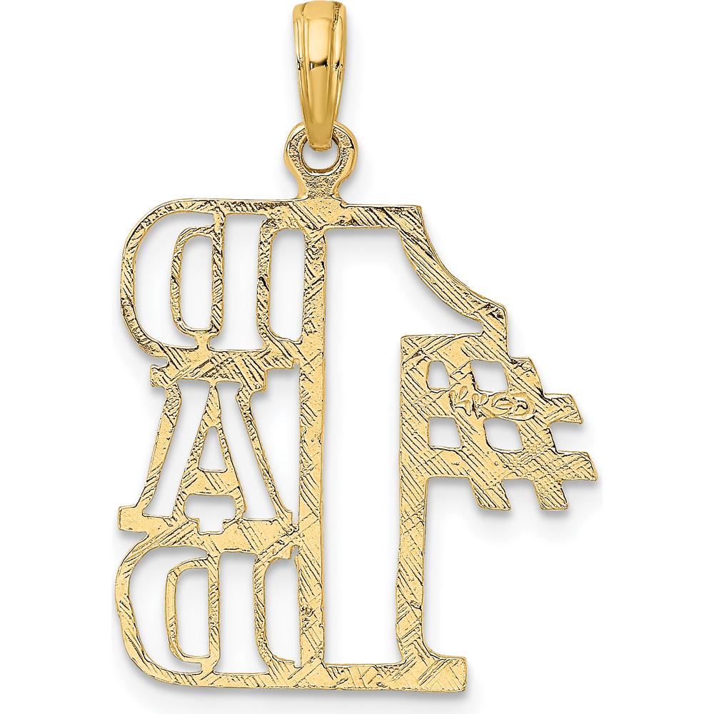 14K Yellow Gold "#1 DAD" Cut-Out Charm Pendant - 24.7mm Length by Oro Pregiato