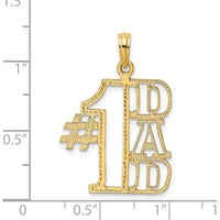 14K Yellow Gold "#1 DAD" Cut-Out Charm Pendant - 24.7mm Length by Oro Pregiato