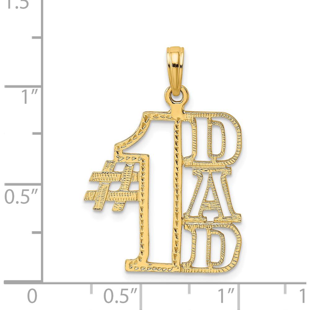 14K Yellow Gold "#1 DAD" Cut-Out Charm Pendant - 24.7mm Length by Oro Pregiato